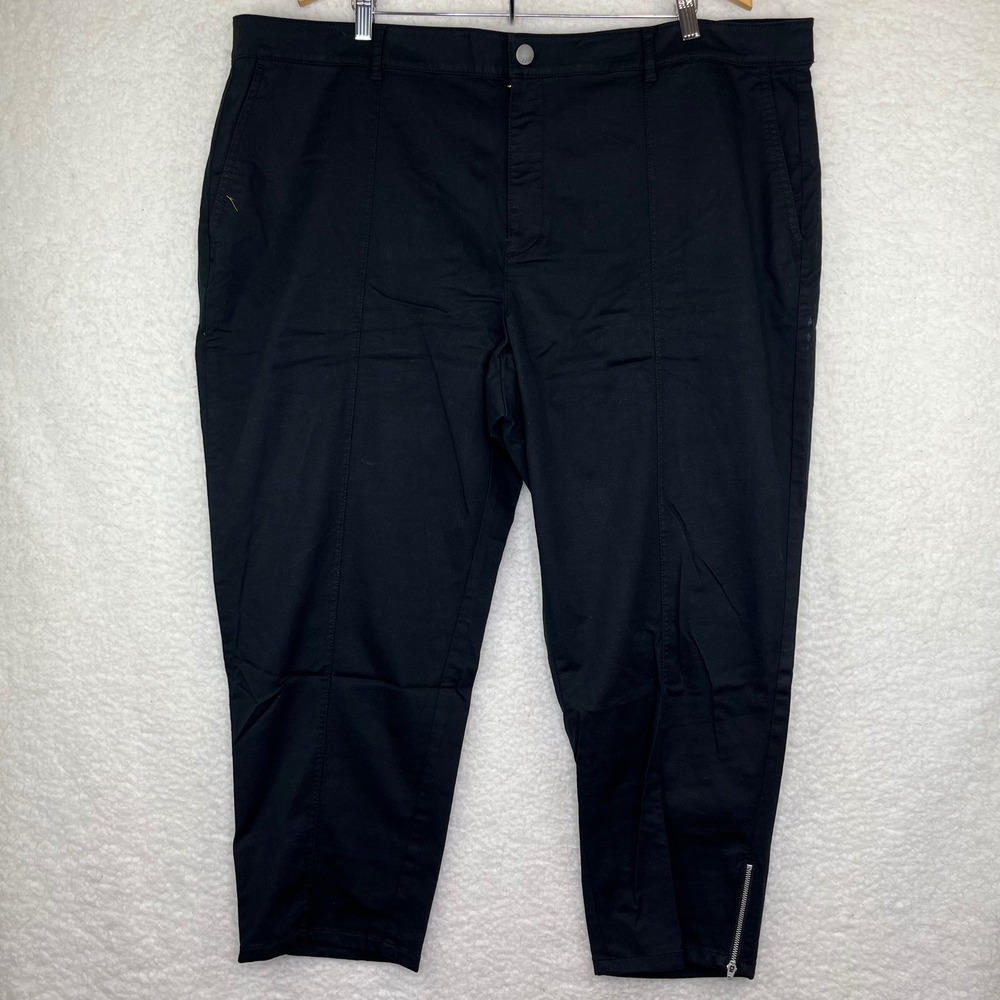 J. Jill Women 26 Black Ankle Pants Seam Front Zip Hem Cropped Trousers